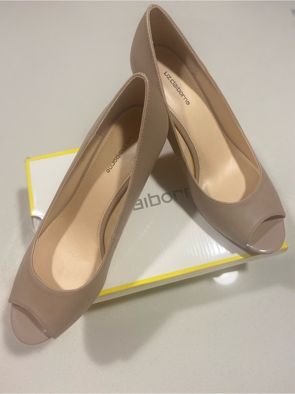 Liz Claiborne Neutral Taupe Peep-Toe Heels